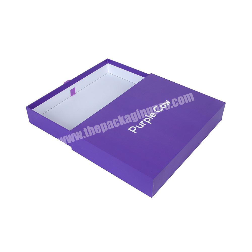 Custom Luxury Purple Cosmetic Packaging Drawer Gift Satin Hair Box