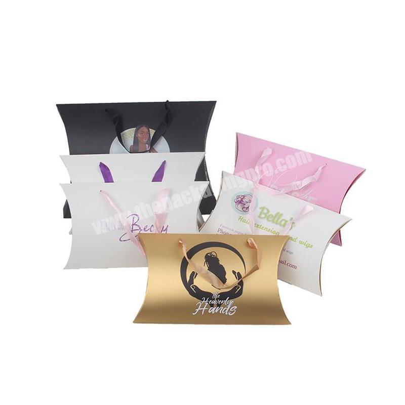 Custom Made Luxury gold paper Wig Hair Boxes Gift Box candy  Packaging Paper Pillow Box for Wig