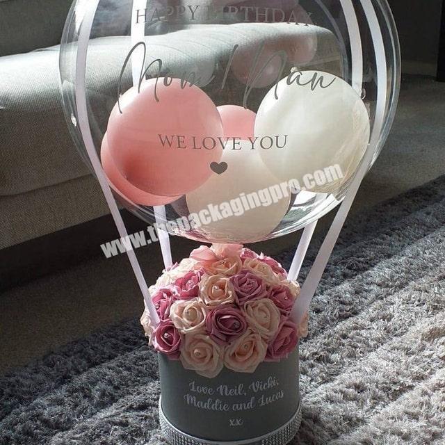 Custom Printing Paper Cardboard Wedding hat shape packaging balloon Round Rose Flower gift Box