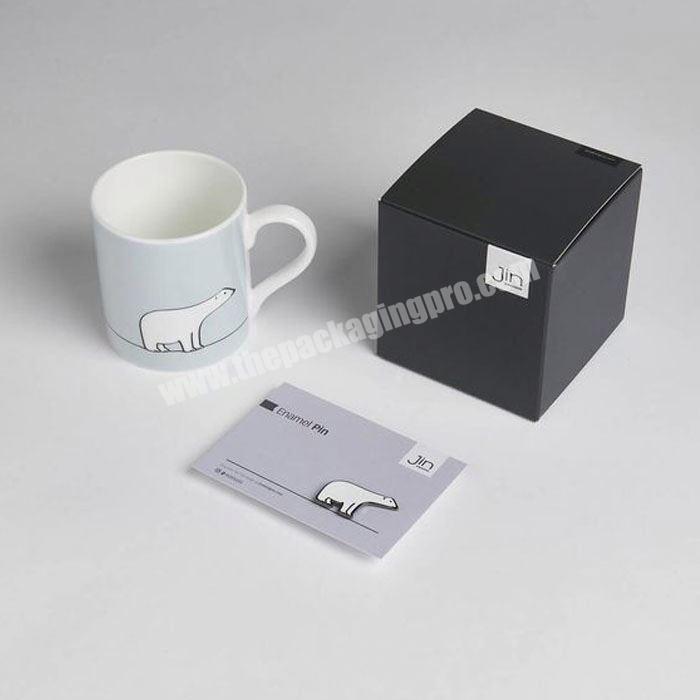Custom black cardboard coffee mug gift shipping box square packaging beer mug folding box 11 oz coffee mugs in box