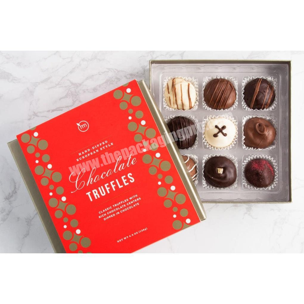 Custom bonbon chocolate packing gift box with tray luxury chocolate box packaging with sleeve cardboard chocolate paper box
