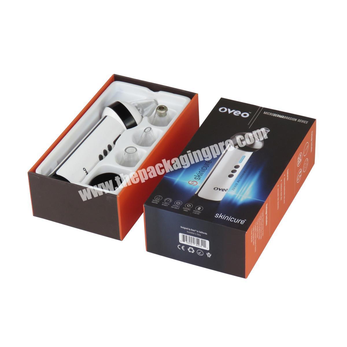 Custom cardboard skincare rigid packaging microdermabrasion device kit gift box