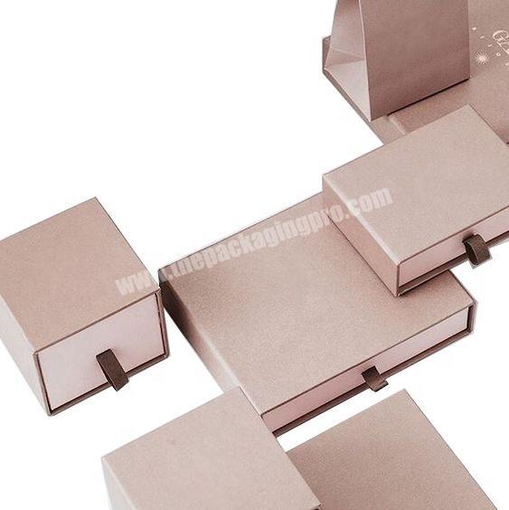 Custom logo fancy display small luxury cardboard wedding ring sliding drawer gift box paper jewelry packaging box