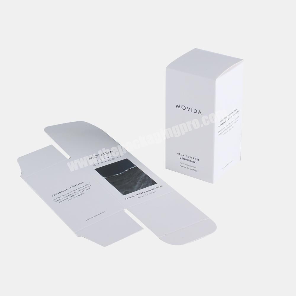 Custom logo folding boxes skincare cosmetic packaging white rigid paper white cardboard paper box