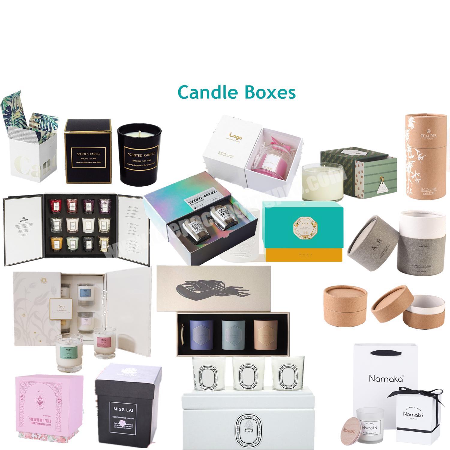 Custom luxury candle box options private label logo scented candle case paper cardboard gift box wholesale