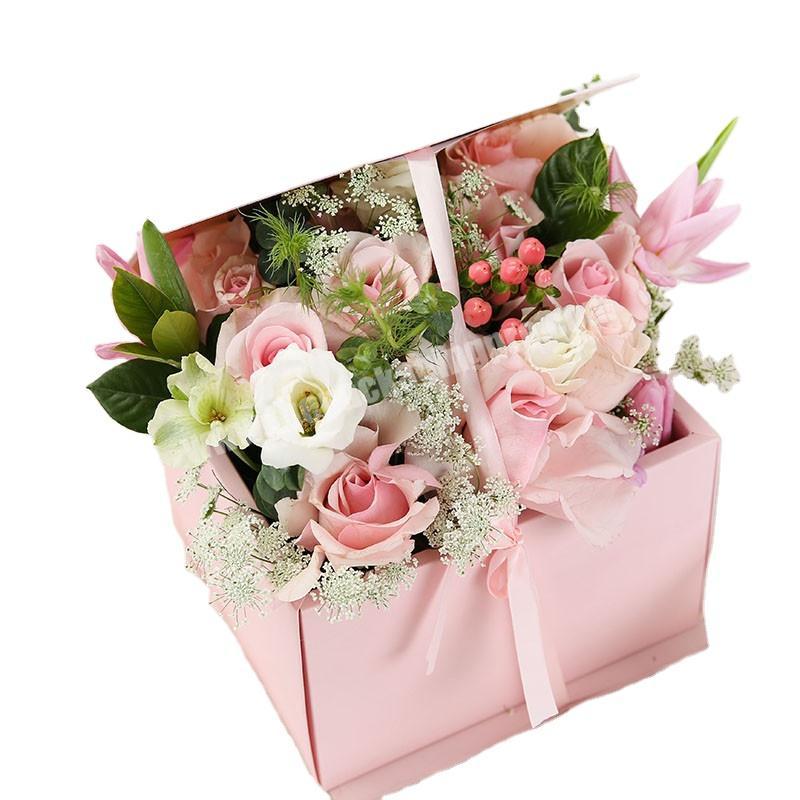 Custom luxury packaging square magnetic flip gift box flower bouquets decoration box for flower arrangements with ribbon