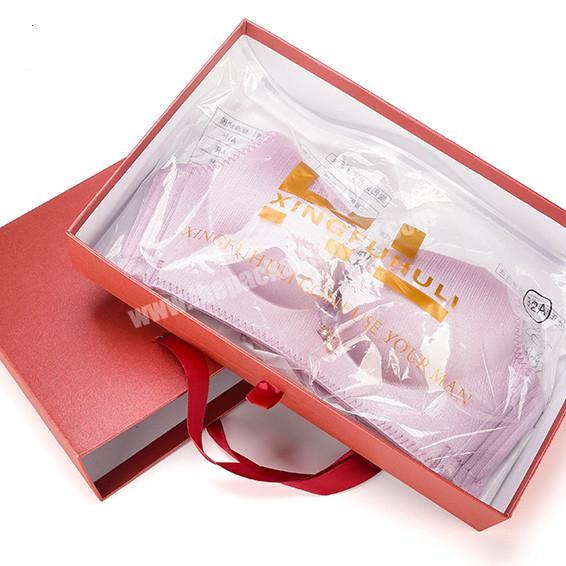 Custom luxury ribbon handle gifts clothing  packaging boxes with drawer