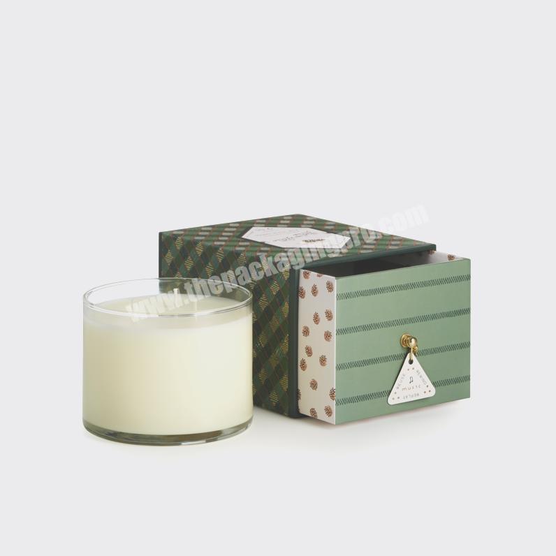 Custom luxury square gift packaging candle jar box with drawer