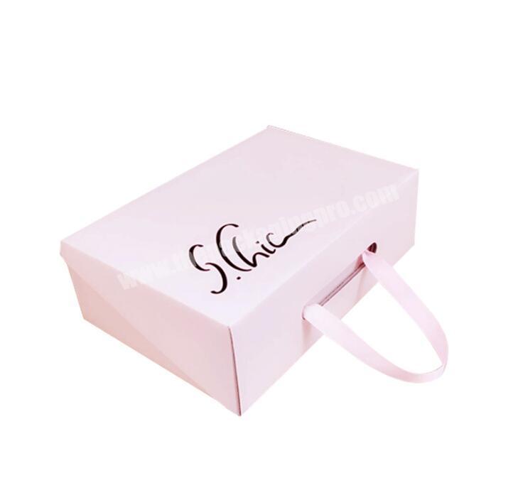 Custom portable folding creative printing corrugated paper shoe clothing ribbon gift box