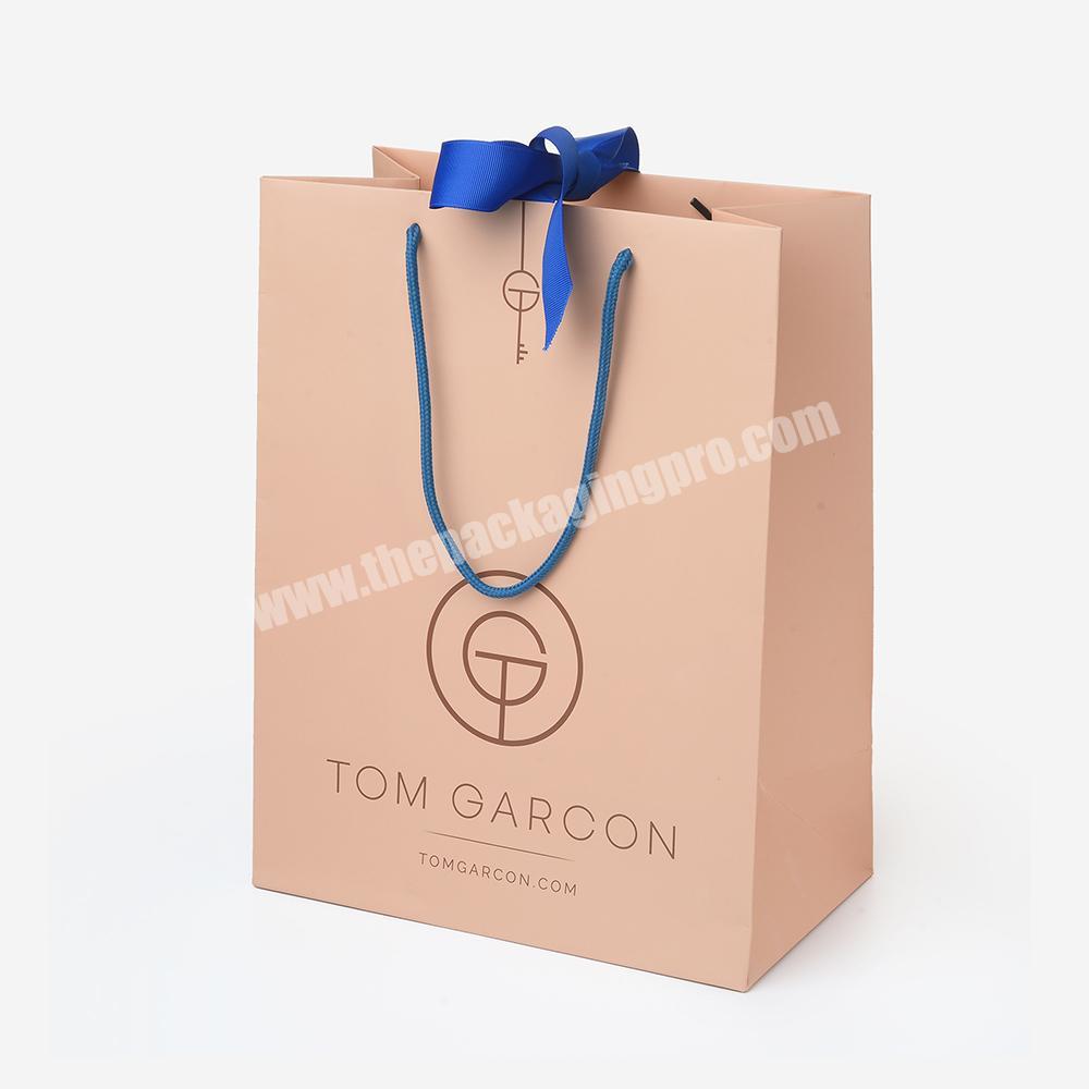 Customized Logo Print Large Luxury Cosmetic Thick Shopping Packaging Paper Bag with Handle