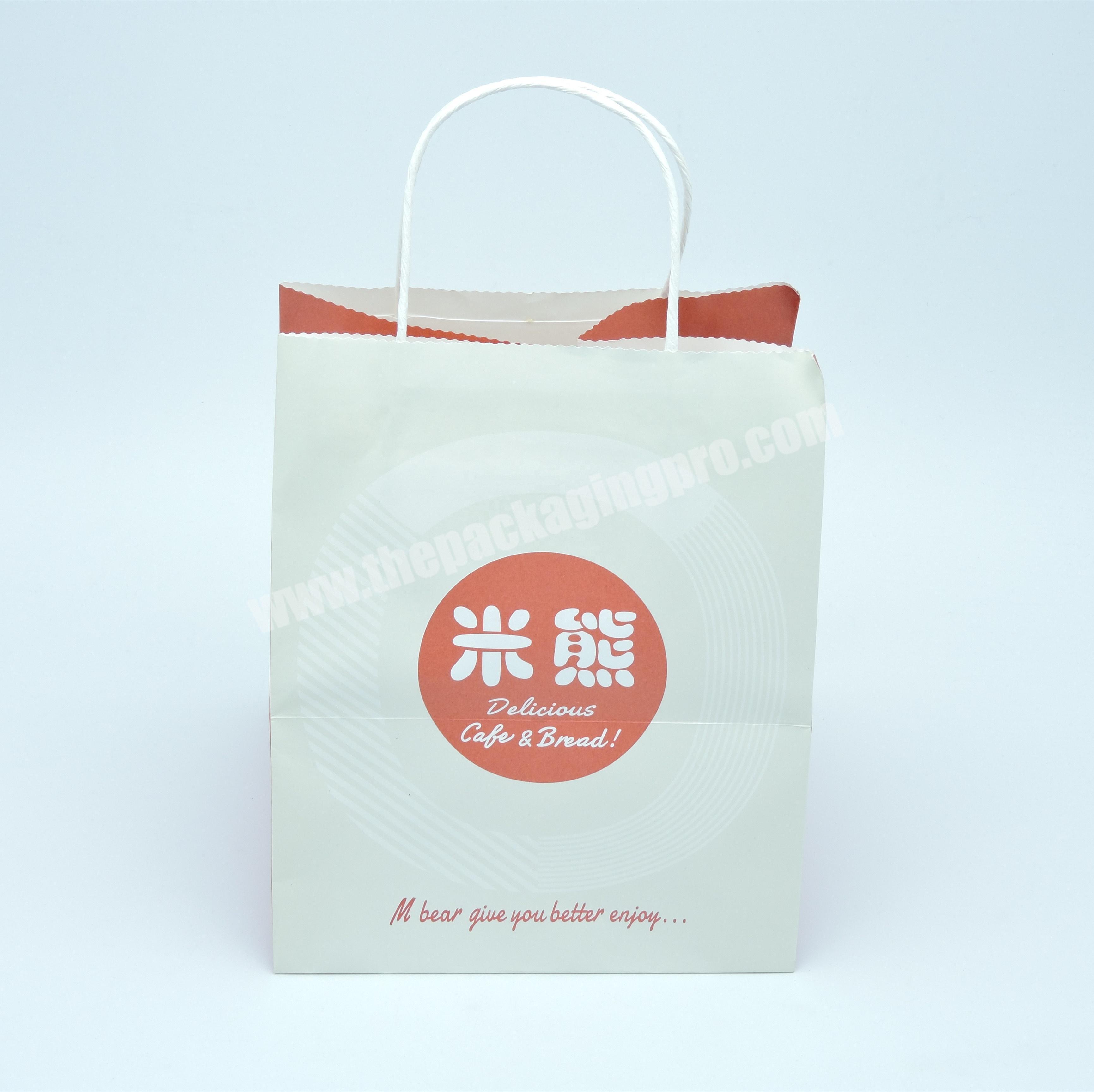 Customized food takeaway paper bags kraft bakery packaging paper bags with handles