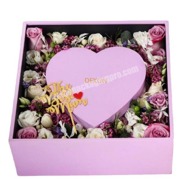 Customized high-grade unique MDF packaging box heart-shaped inner box for flowers chocolate packaging transparent acrylic cover