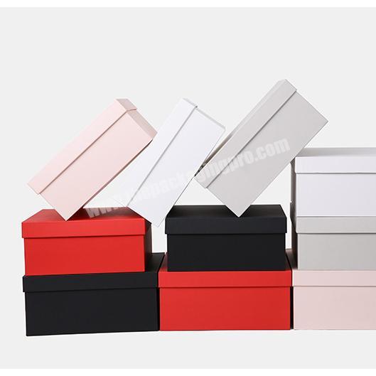 Customized rigid plain cardboard square gift flower box black rose hat box empty flower box