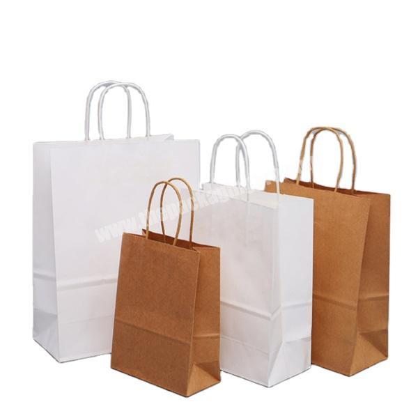 Customized take away food bag fashion shopping flat handle kraft paper coffee bags brown kraft paper bags