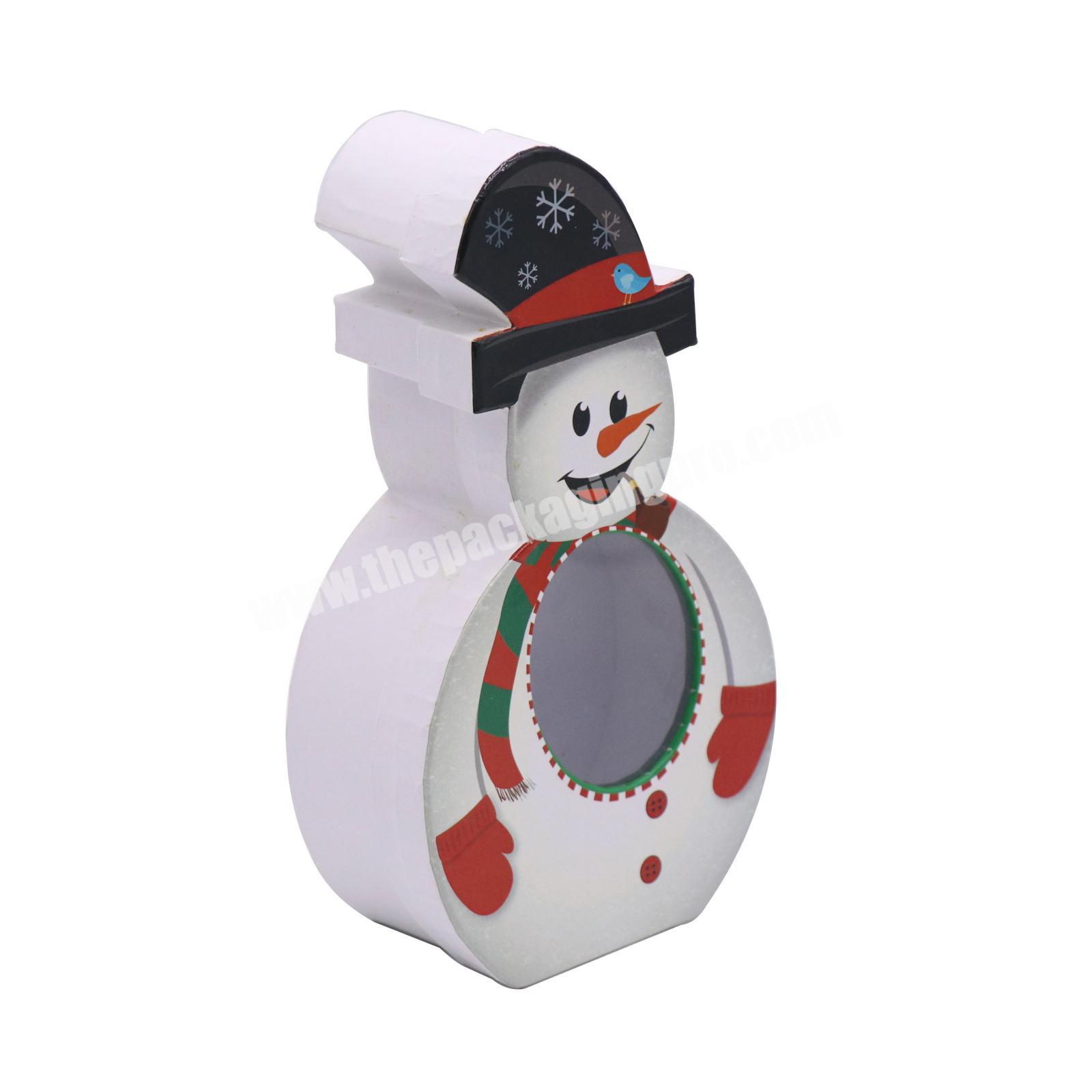 Decoration cute snowman shape christmas gift boxes Christmas candy packaging boxes with clear window custom rigid paper boxes