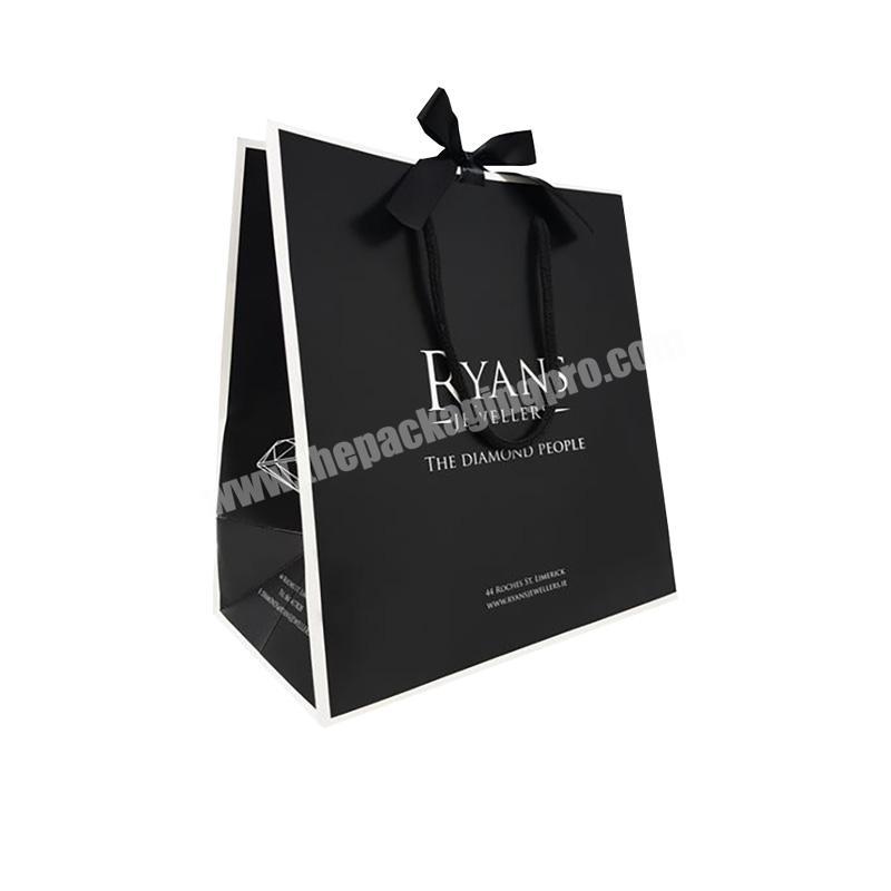Eco friendly matte black gold logo  Boutique clothes shopping paper bag