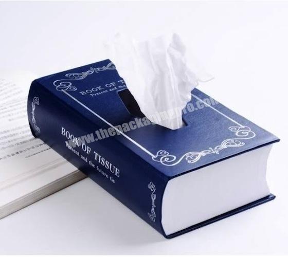Elegant stylish book shape tissue box,tissue paper box hot sale