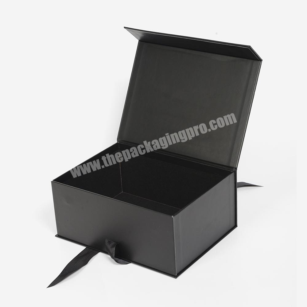 Factory Direct Custom Printed Rigid Cardboard Magnetic Gift Box Ribbon Clothes Closure Paper Box Packaging