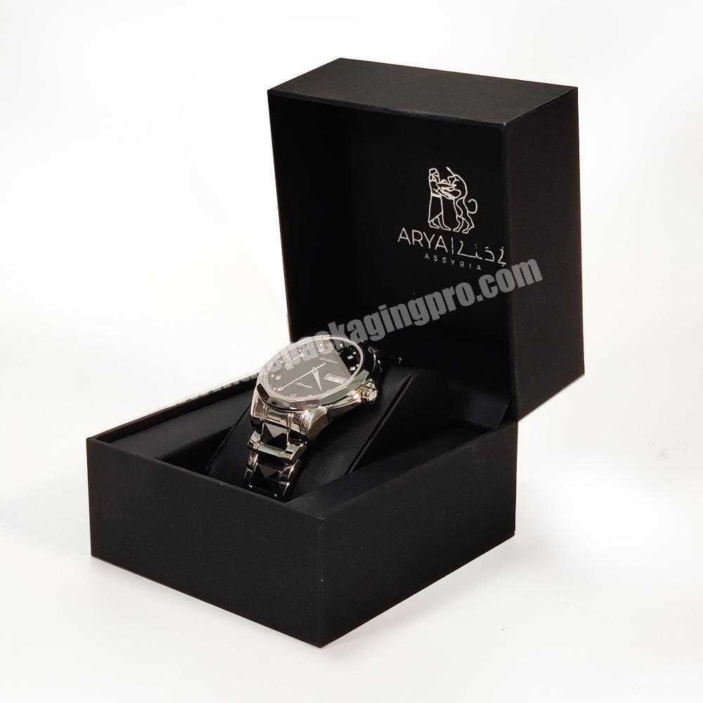 Factory Manufacturer Elegant Design Luxury Black Paper Rigid Cardboard Gift Packaging Flip Custom Watch Box
