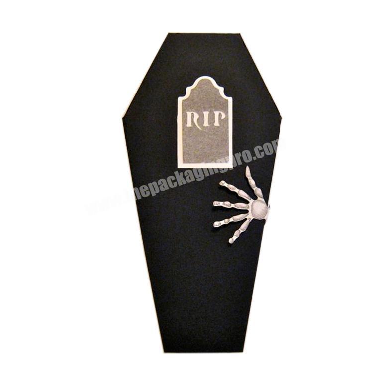 Factory Supply black flat pack  coffin shape gift box