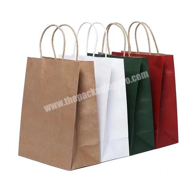 Factory cheap price paper brown bag logo printed coffee custom craft paper bag with twist handle