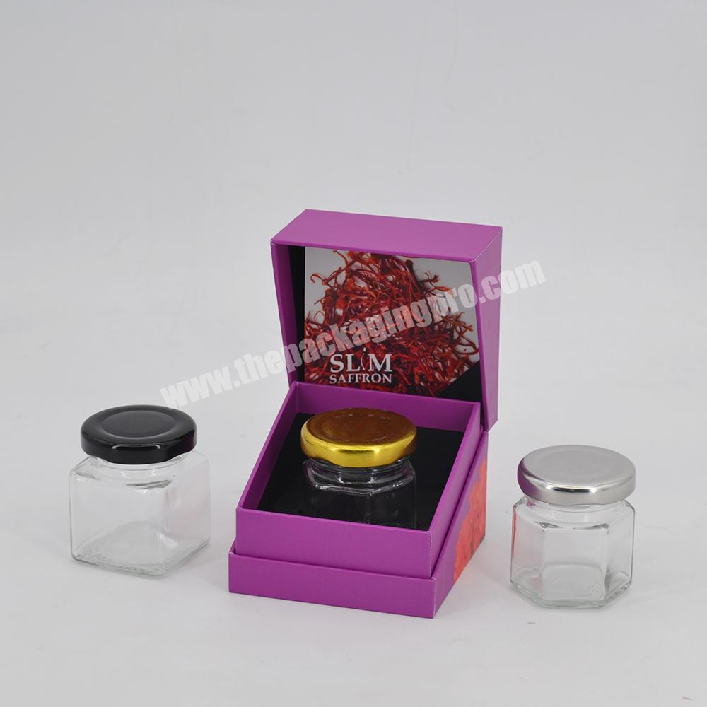 Factory custom Luxury Spice Saffron Jar Packing Box Saffron Bottle Packaging clear box with logo