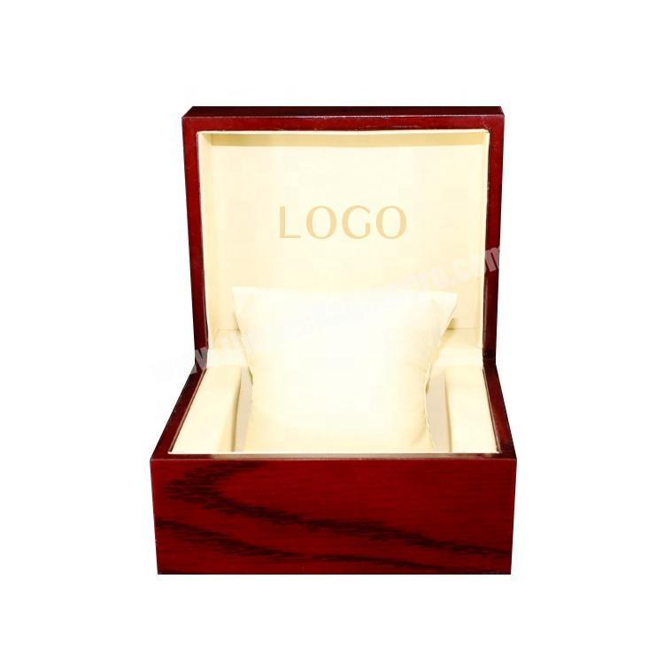 Factory direct cheap MDF Watch Box Wooden Custom Logo Wood Watch Case With Pillow