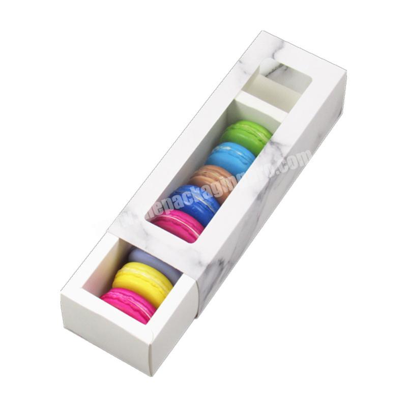 Folding Rectangle Art Paper Pvc Plastic Clear Window 6 With Inside Macaron Gift Box Packaging Boxes For Macarons