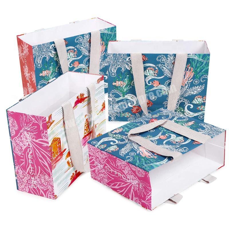 Gift Bags Assortment with Ribbon Handle Paper shopping Bags Set Kraft Party Favor Christmas Large clothes Bags