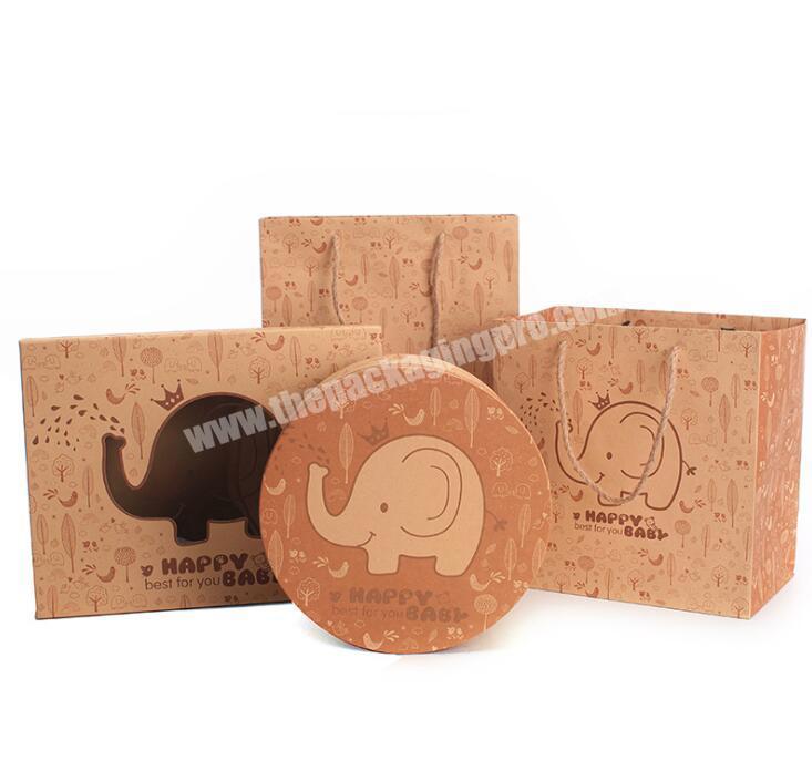 Happy elephant cartoon mother and baby gift packaging box children's birthday gift box