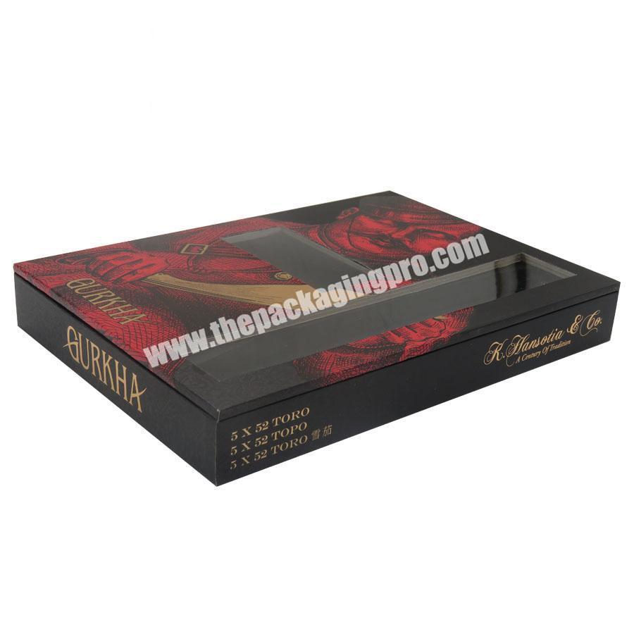 Hardcover MDF Material Luxury Gift Packaging Flip Top Cigar Box with Window EVA Insert Wholesale