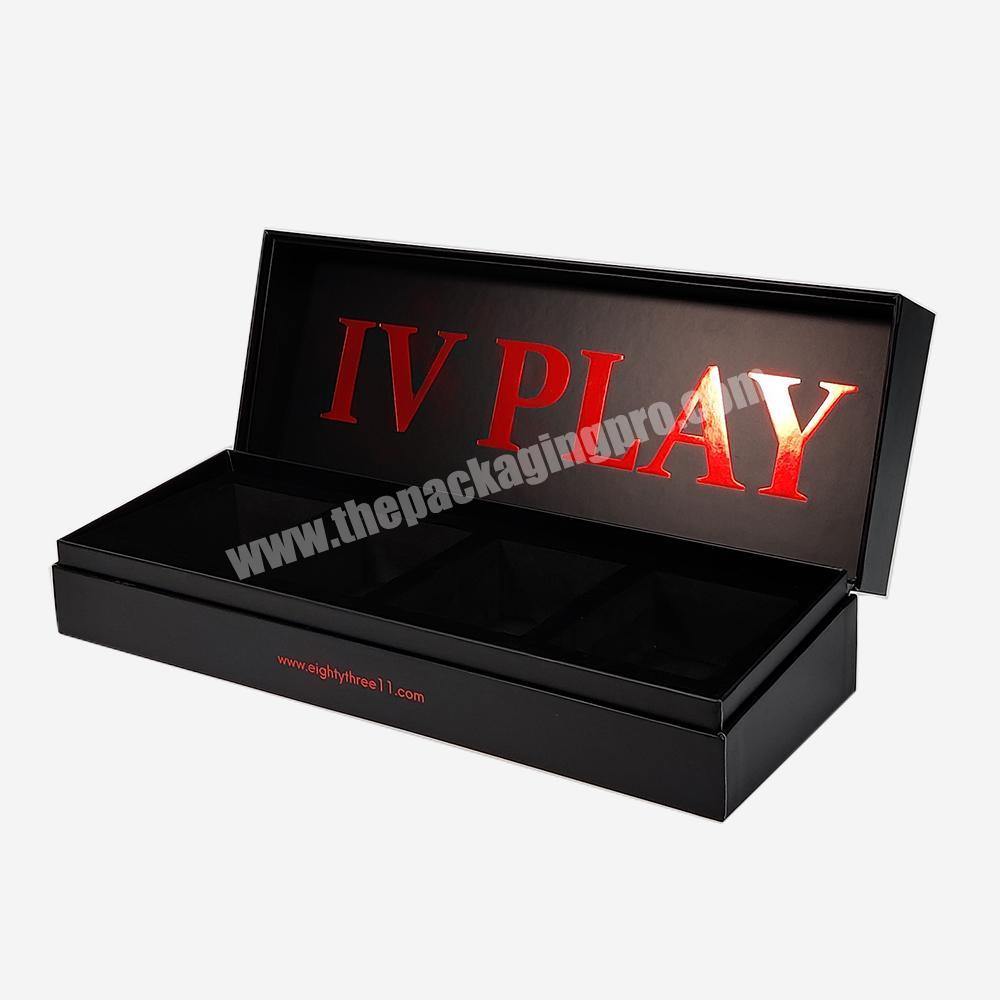 High Quality Beauty Black Large Paper Box Magnet Ampoule Essence Oil Cosmetics Boxes Luxury Packaging