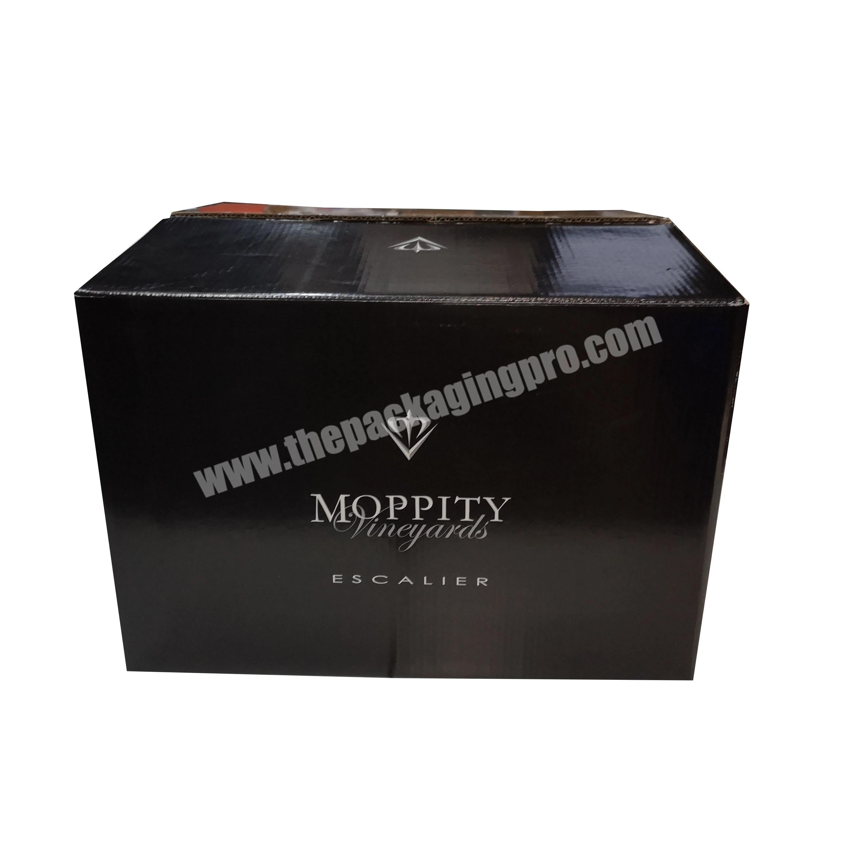 Wholesale High Quality Printed Package Custom Corrugated Paper Cardboard Shipping Black Packing Box