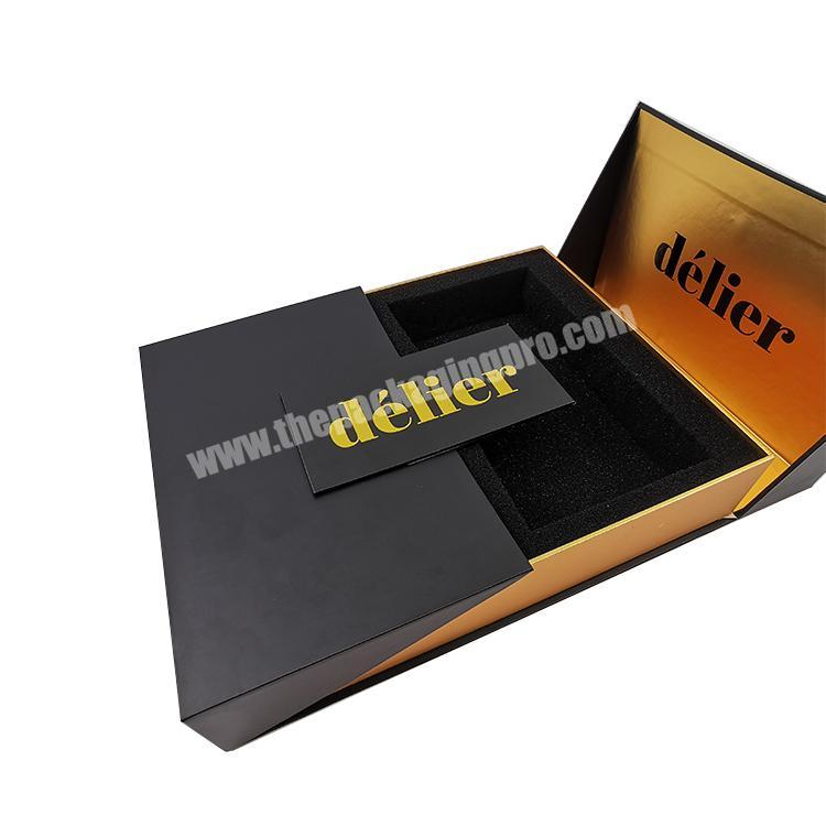 High Quality Wholesale Custom Matte Black Gold Print Packaging Box