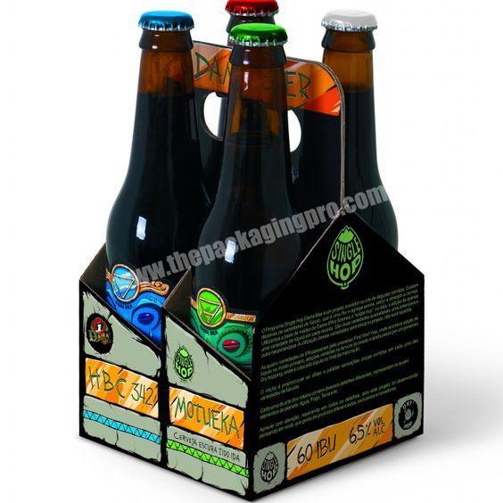 High quality Custom Printed 6 Pack  corrugated beer bottle carrier for packaging box