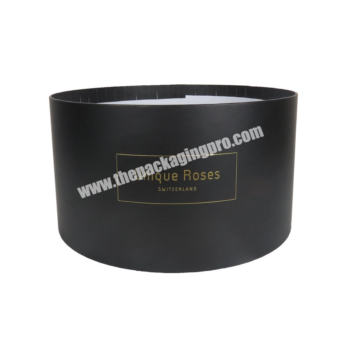 High quality round tube box black printing golden hot stamping mother's day mom flower boxes