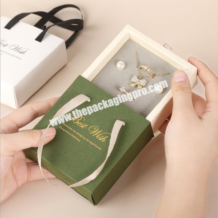 Hot Sales light weight Green  Portable Display Drawer Earring Necklace Ring Jewelry  Packaging Boxes