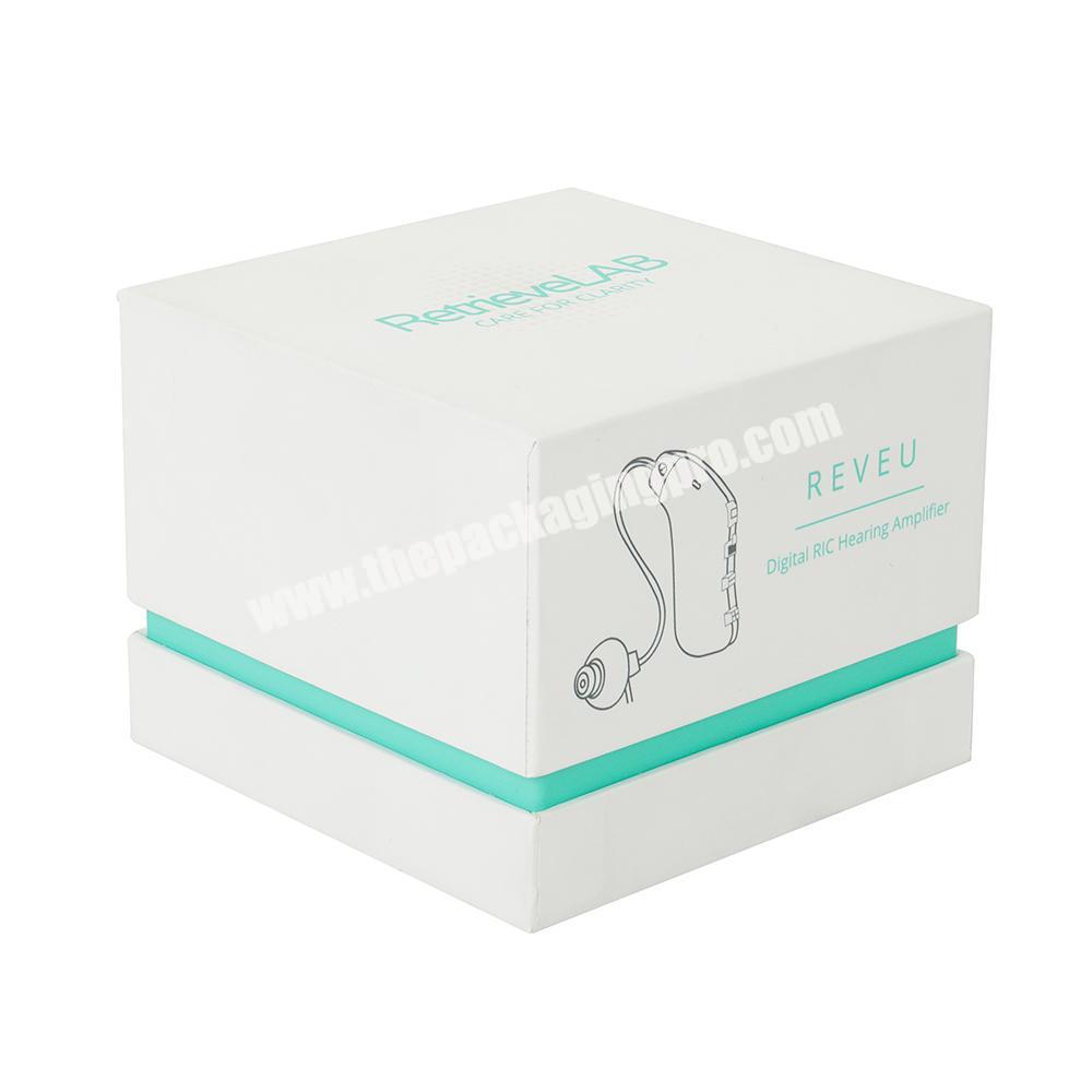 Low MOQ Exquisite Custom design electronic production earphone hearing-aid Packaging embossed rigid paper storage Box