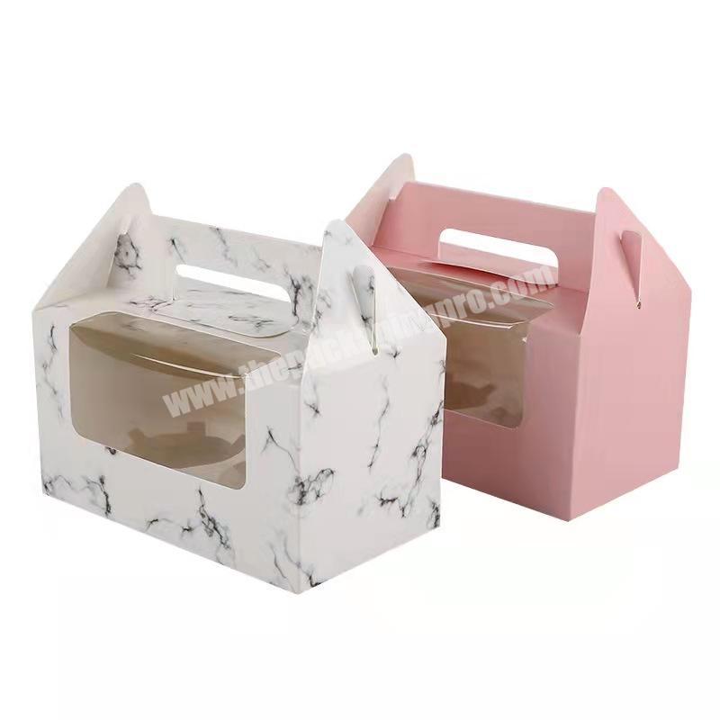 Hot Selling Multi Style Food grade recycled packaging muffin cup cake custom marble paper box for cupcakes with inserts