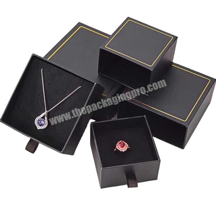 Hot sale high quality gift packaging box custom black earring paper box jewelry drawer box