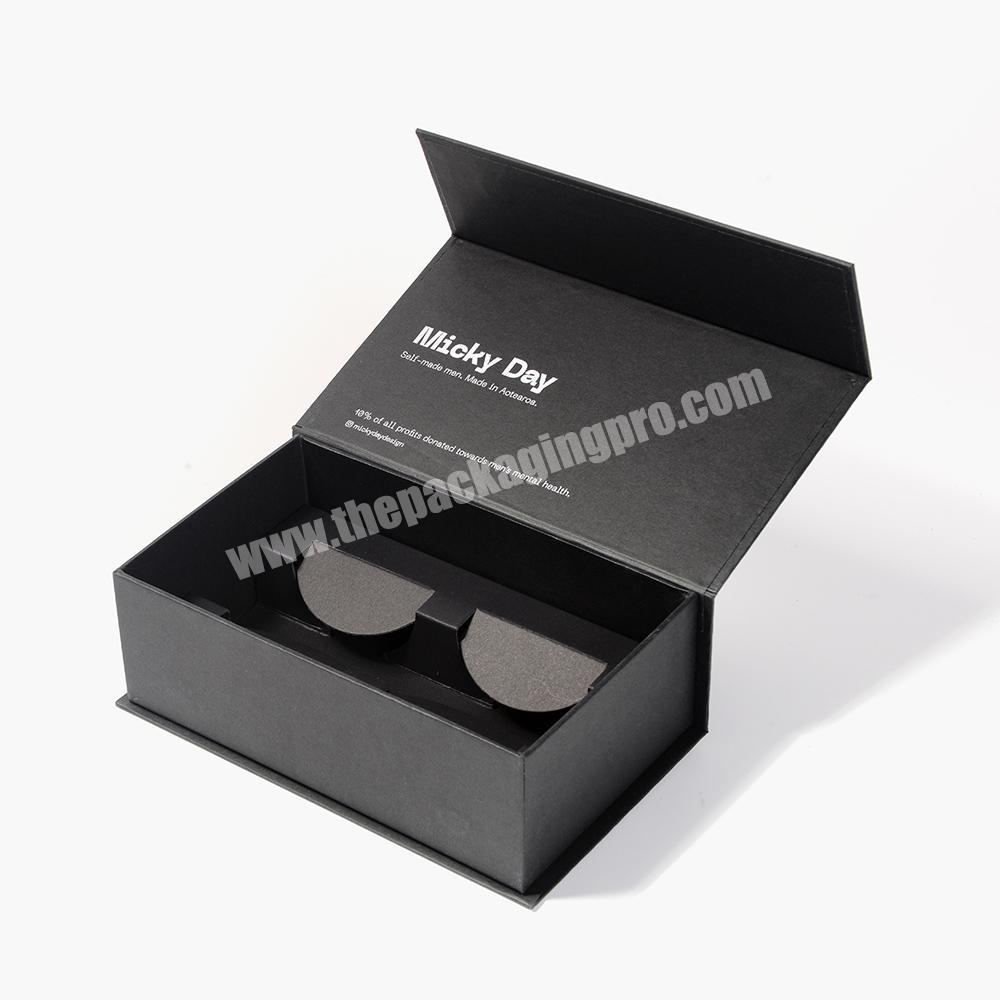 Luxury Black Printing Packaging Rigid Paperboard Paper Box Custom Logo Storage Sunglasses Magnetic Gift Box