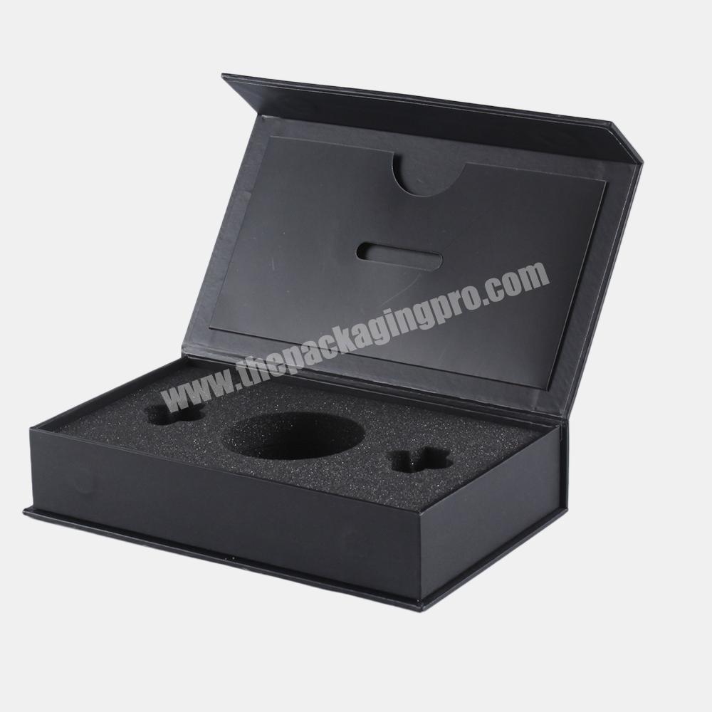 Luxury Black Sponge Matte Magnetic Carton Box Packaging Storage Electronic Products Gift Packing Box