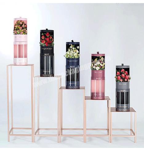 Luxury Clear Window Transparent Paper Round Flower boxes Cylinder Shape decorations wedding wedding flower