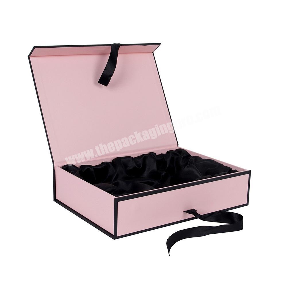Luxury Custom Rectangle Jewelry Hair Extensions Box Packaging Wigs Box With Ribbon