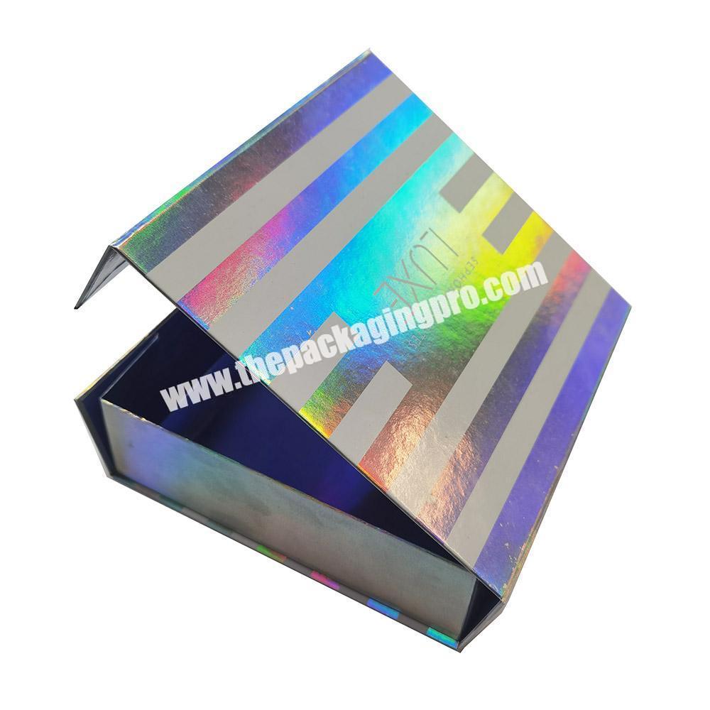 Luxury Holographic Foldable Cardboard  Foil Paper Folding Custom Magnetic Closure Gift Boxes
