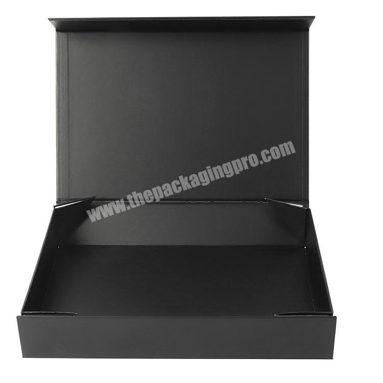 Luxury Rectangle Satin Christmas Cosmetic Rigid Matte Black Magnetic Flip Folding Paper Packaging Box