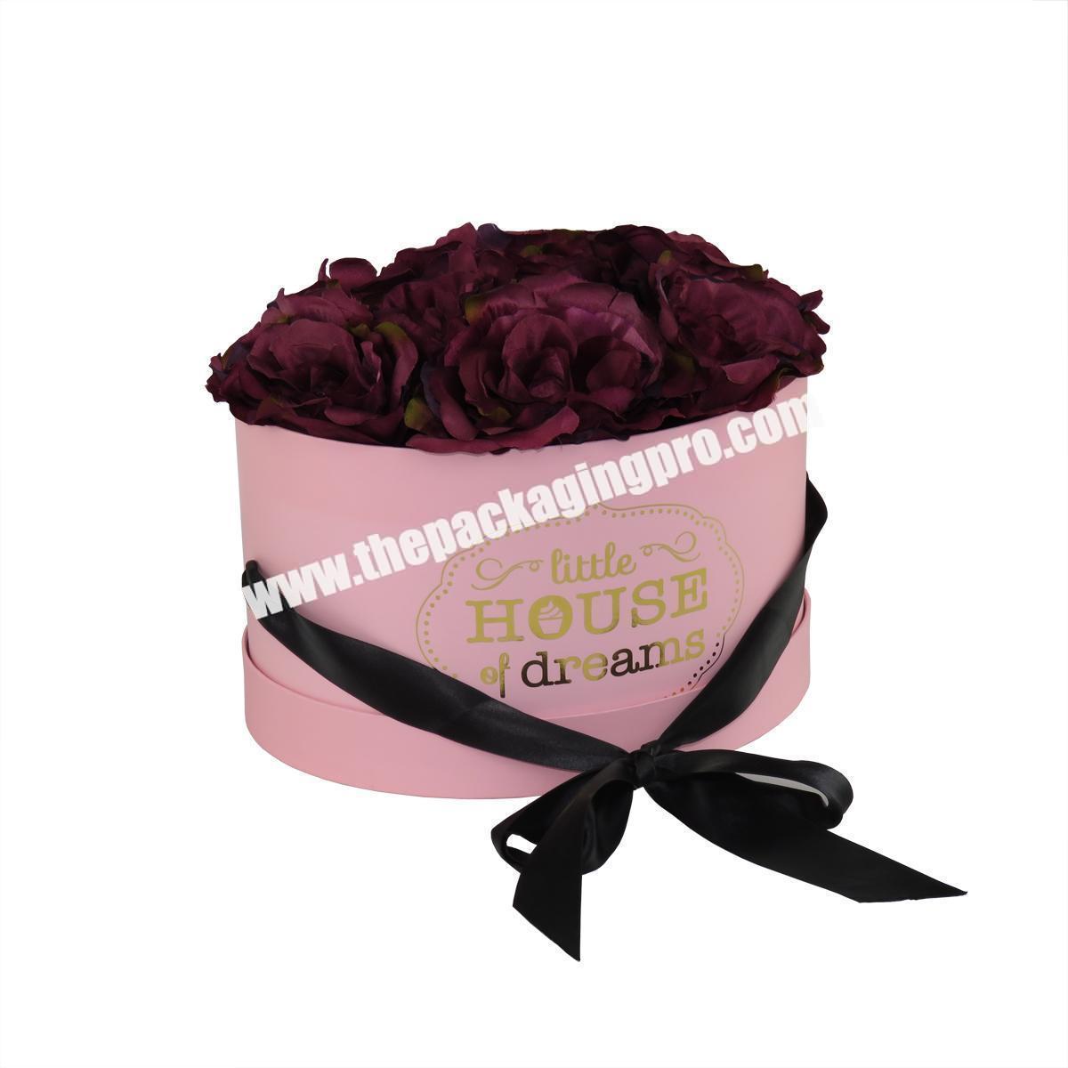 Wholesale Luxury Rose Delivery Round Packaging Box Shipping Mom Boxes For Flowers Artificial Roses