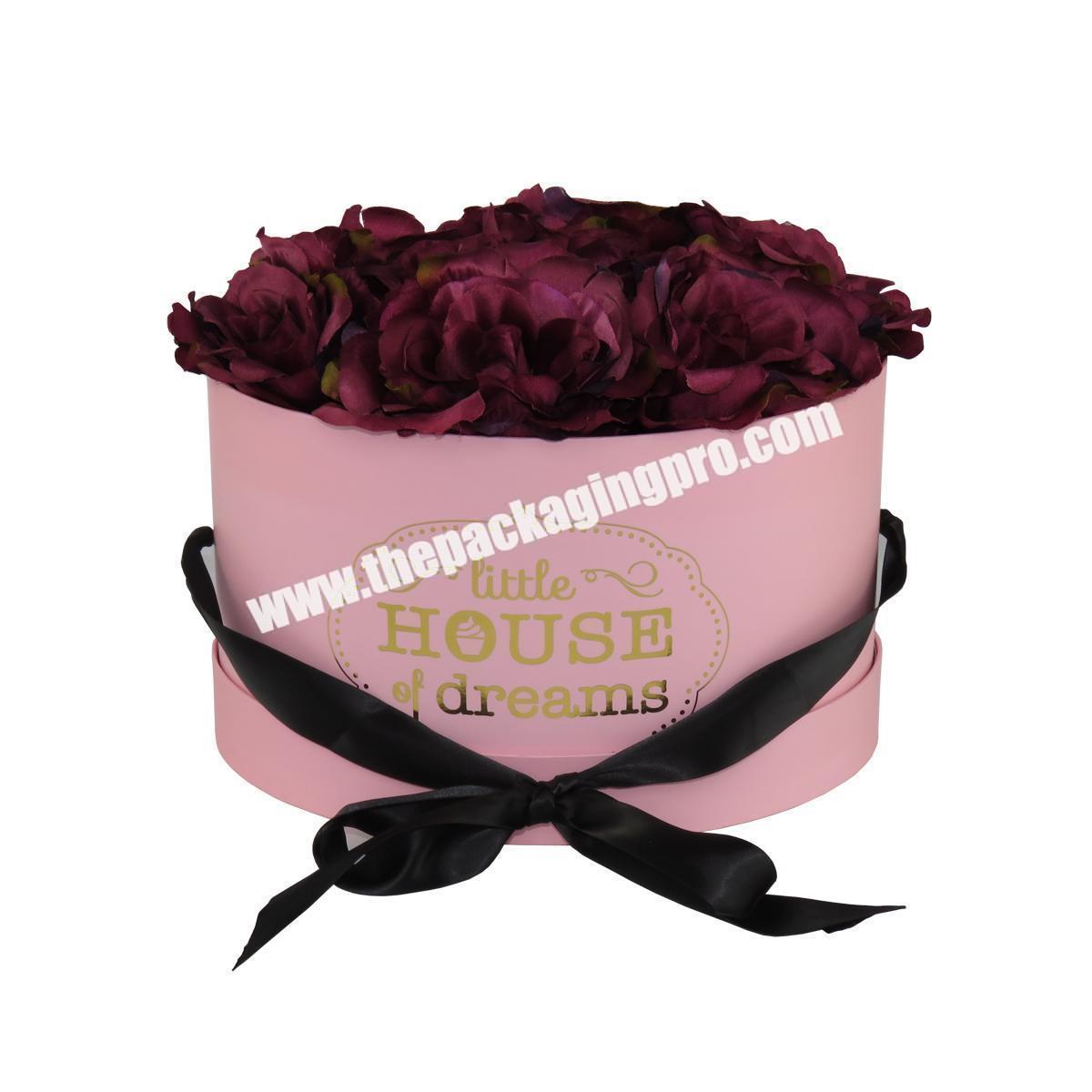 Custom Luxury Rose Delivery Round Packaging Box Shipping Mom Boxes For Flowers Artificial Roses