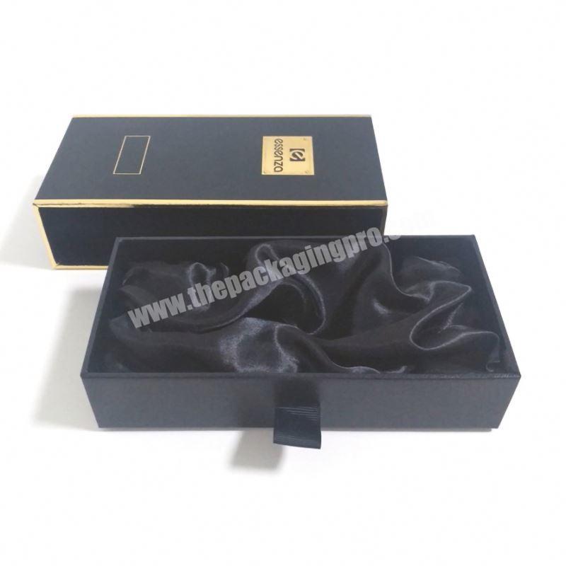 Luxury Sliding Box Clear Lid Paper With Satin Wooden Champagne Drawer Jewelry White Slide Box