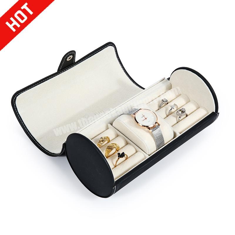 Luxury custom logo  display PU leather single timepieces round jewelry storage  watch  gift box  packaging